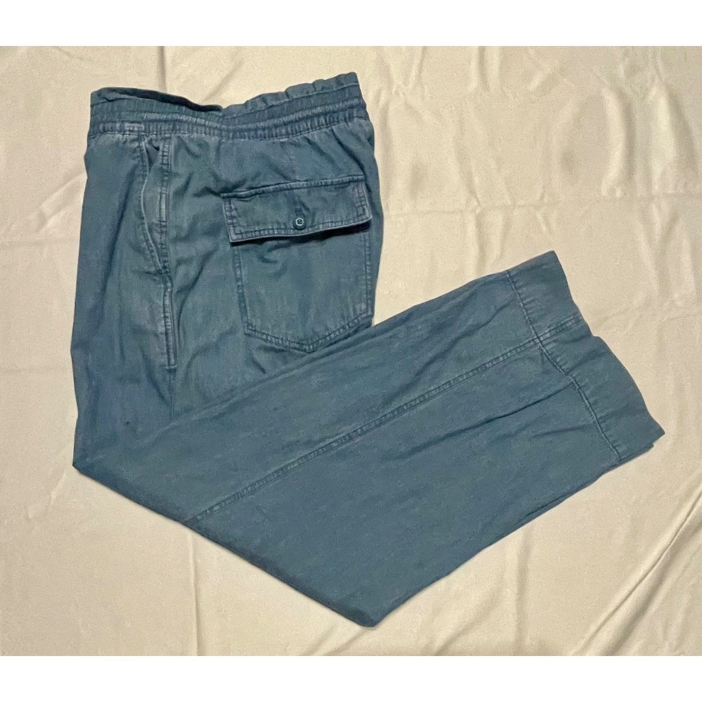 Gap Wide Leg Light Blue‎ Linen Elastic Waist Pants - Size 12